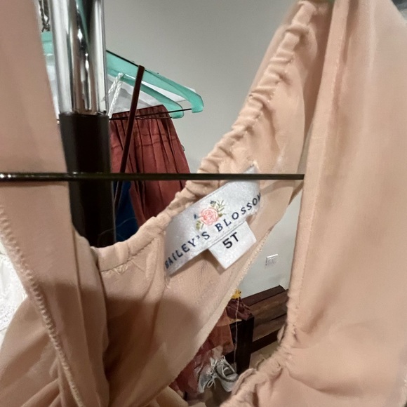 Baileys Blossoms 5t champagne dress, long and flowy with ruffles - Picture 3 of 4